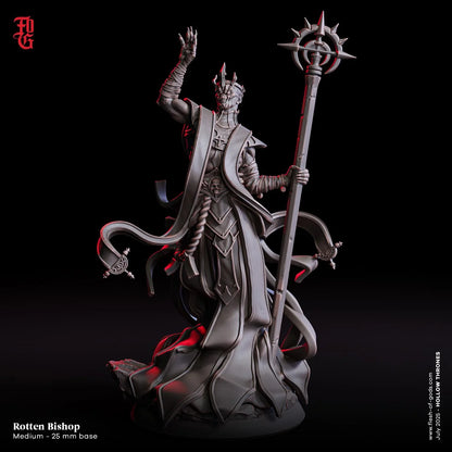 Rotten Bishop | Undead Priest Spellcaster Monster Miniature | 32mm Scale - Plague Miniatures