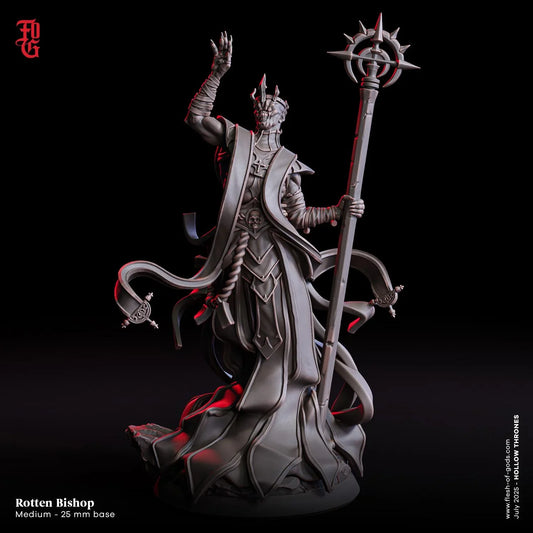 Rotten Bishop | Undead Priest Spellcaster Monster Miniature | 32mm Scale - Plague Miniatures