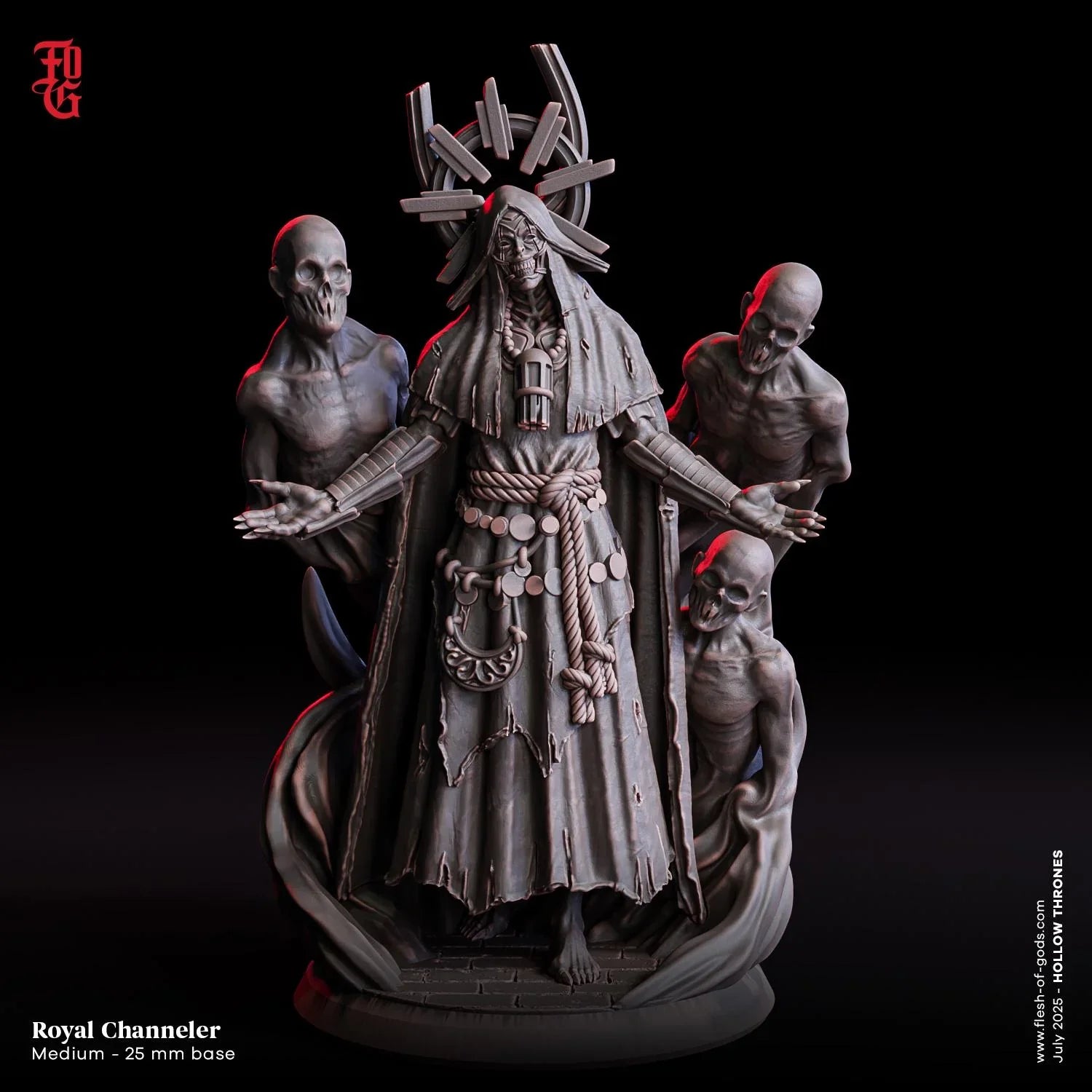 Royal Channeler | Undead Human Necromancer Miniature | 32mm Scale - Plague Miniatures