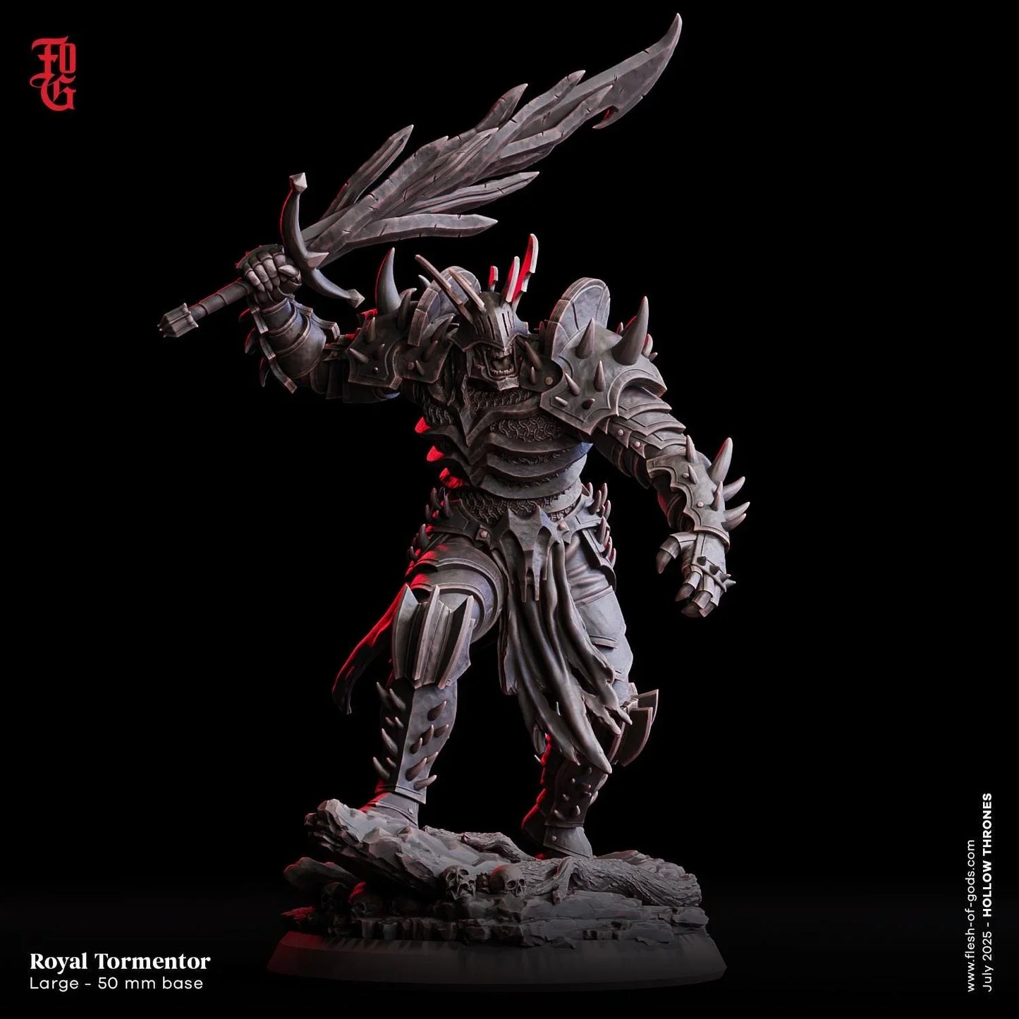 Royal Tormentor | Undead Knight Skeleton Warrior Miniature | 50mm Base - Plague Miniatures