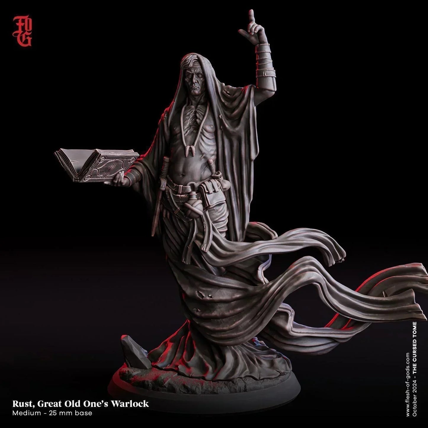 Rust, The Great Old One's Warlock Miniature | Human Warlock Figure | 32mm Scale or 75mm Scale - Plague Miniatures