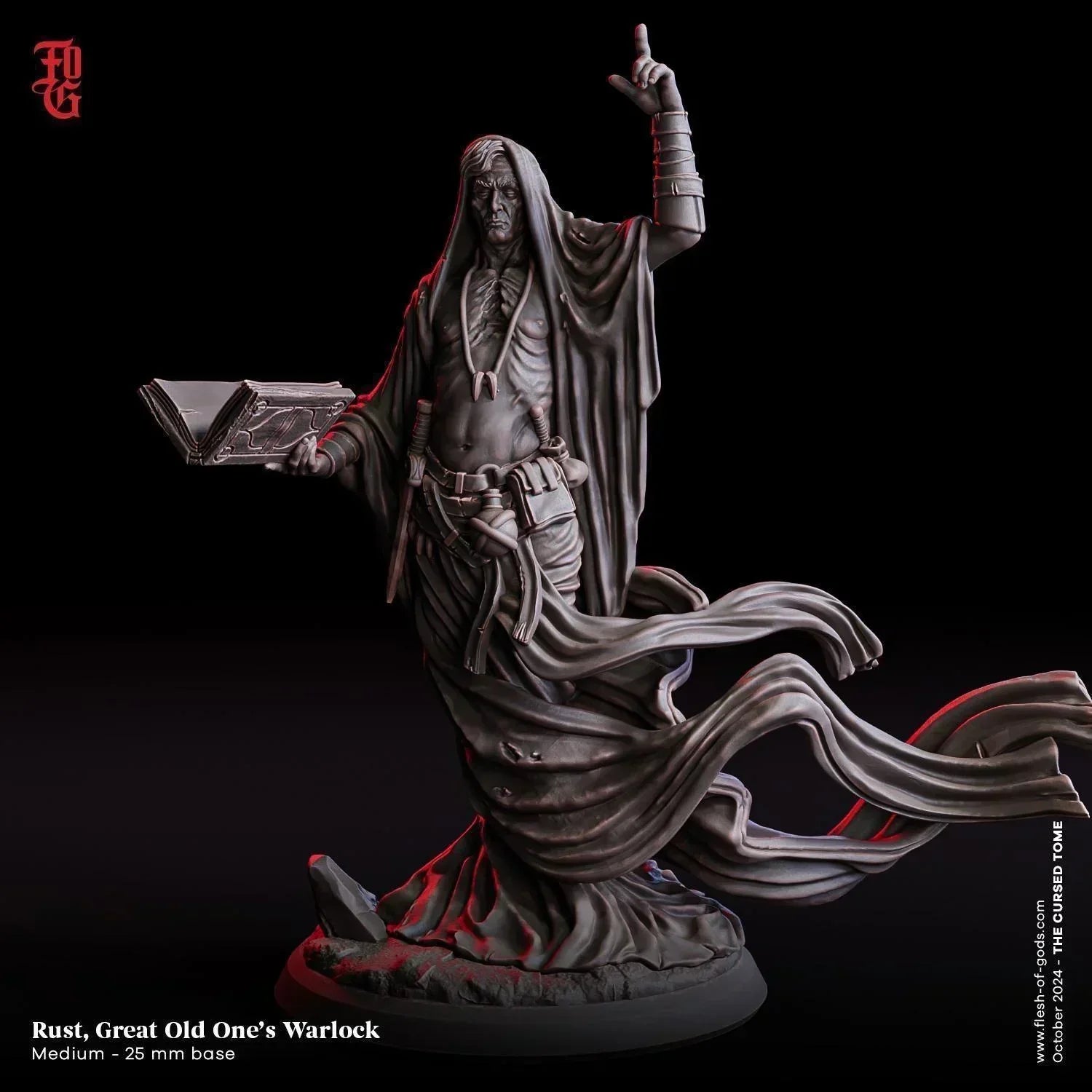 Rust, The Great Old One's Warlock Miniature | Human Warlock Figure | 32mm Scale or 75mm Scale - Plague Miniatures