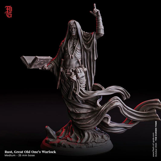 Rust, The Great Old One's Warlock Miniature | Human Warlock Figure | 32mm Scale or 75mm Scale - Plague Miniatures