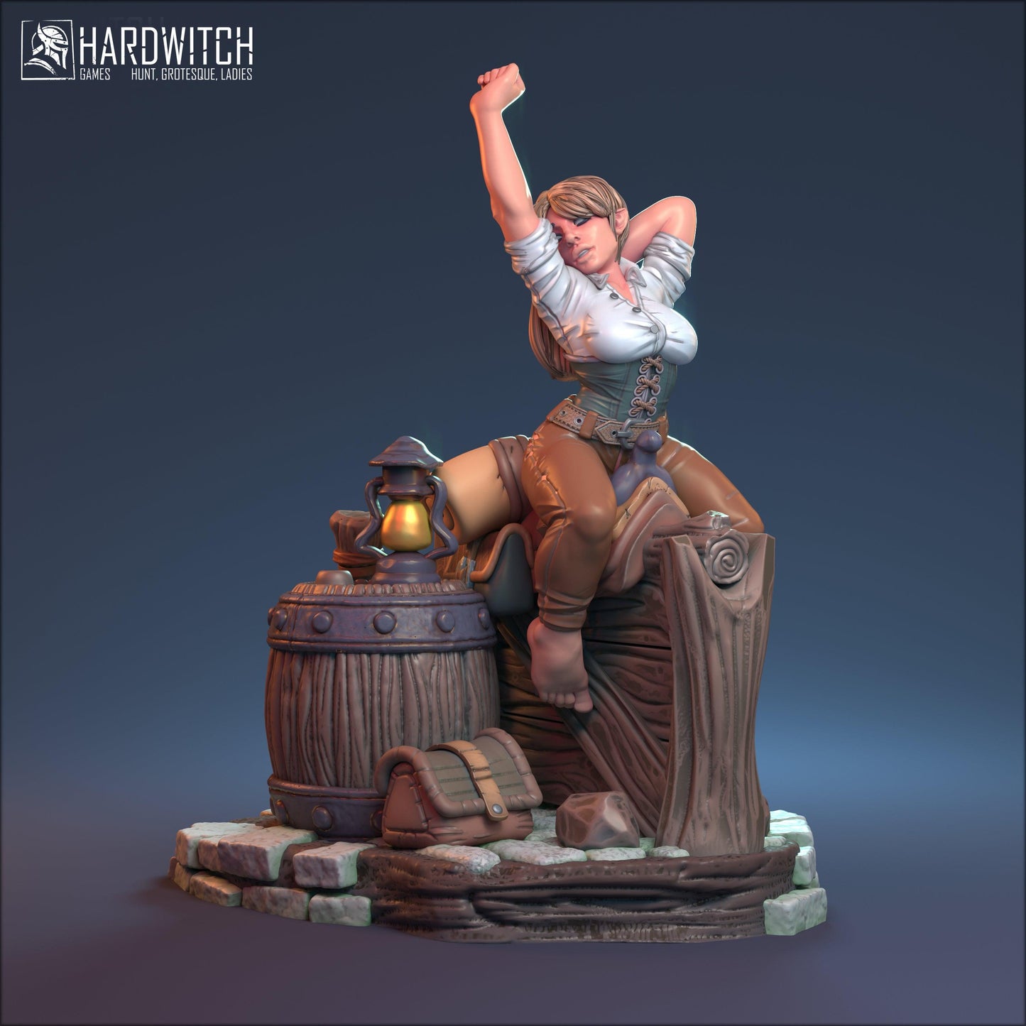 Sabrina, Mischievous Halfling Barmaid Nude NSFW Option | Playful Tavern Keeper Miniature | 32mm or 75mm - Plague Miniatures