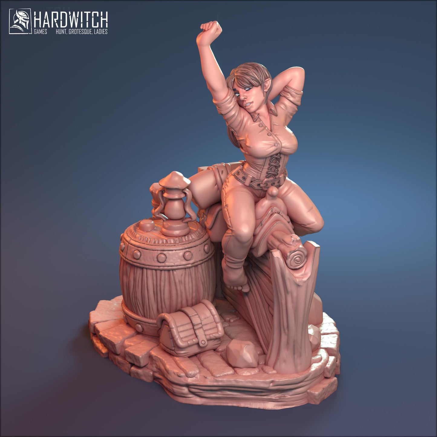 Sabrina, Mischievous Halfling Barmaid Nude NSFW Option | Playful Tavern Keeper Miniature | 32mm or 75mm - Plague Miniatures