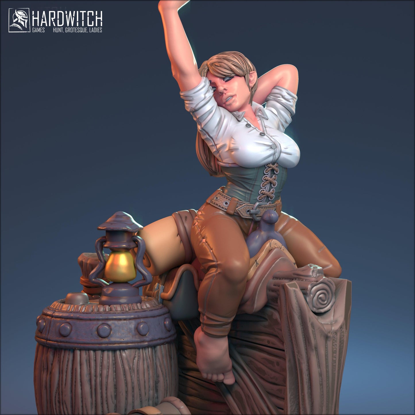 Sabrina, Mischievous Halfling Barmaid Nude NSFW Option | Playful Tavern Keeper Miniature | 32mm or 75mm - Plague Miniatures