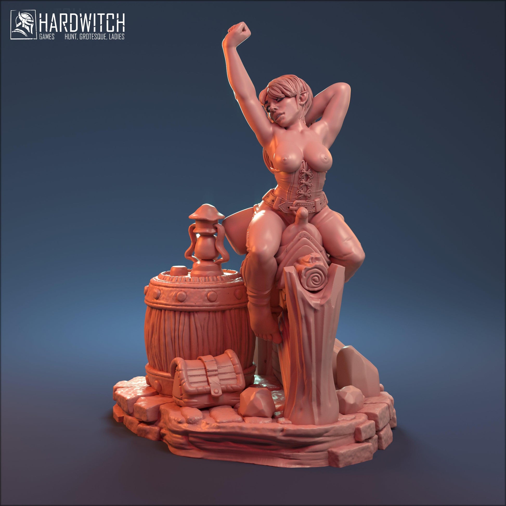 Sabrina, Mischievous Halfling Barmaid Nude NSFW Option | Playful Tavern Keeper Miniature | 32mm or 75mm - Plague Miniatures
