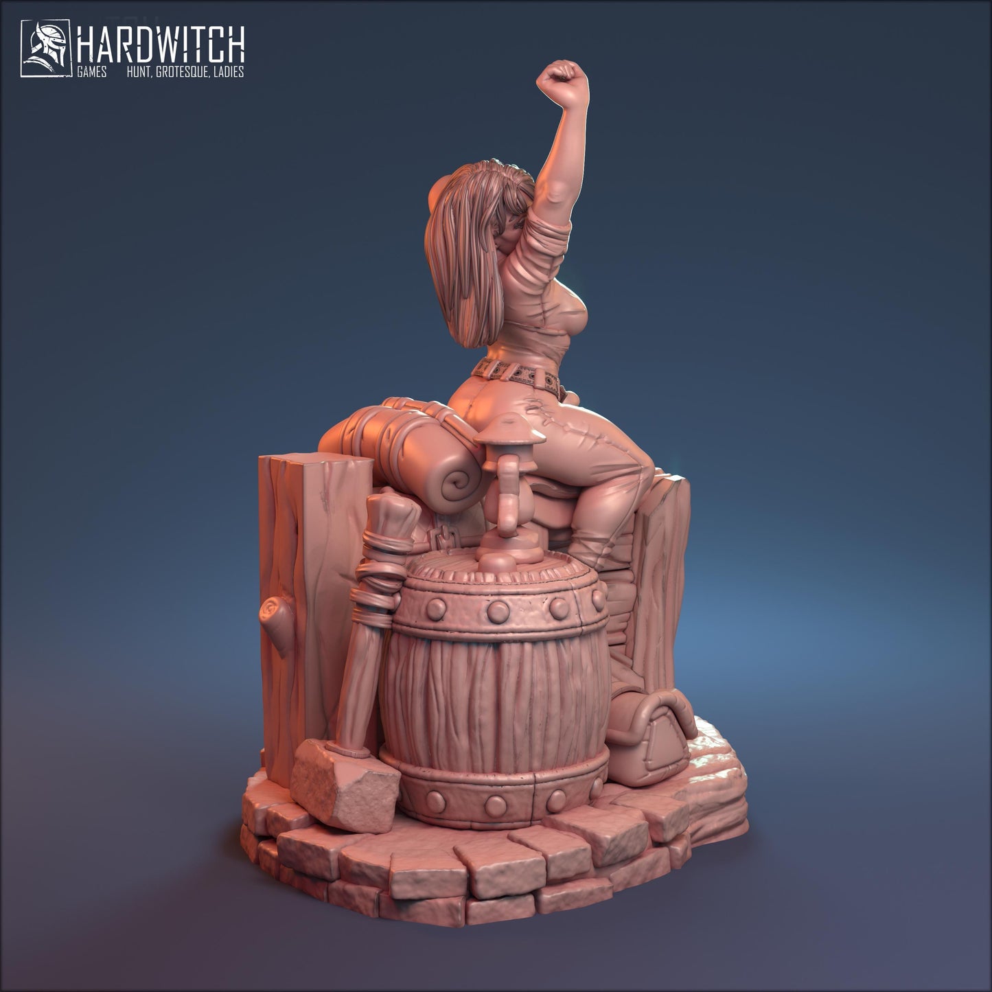 Sabrina, Mischievous Halfling Barmaid Nude NSFW Option | Playful Tavern Keeper Miniature | 32mm or 75mm - Plague Miniatures