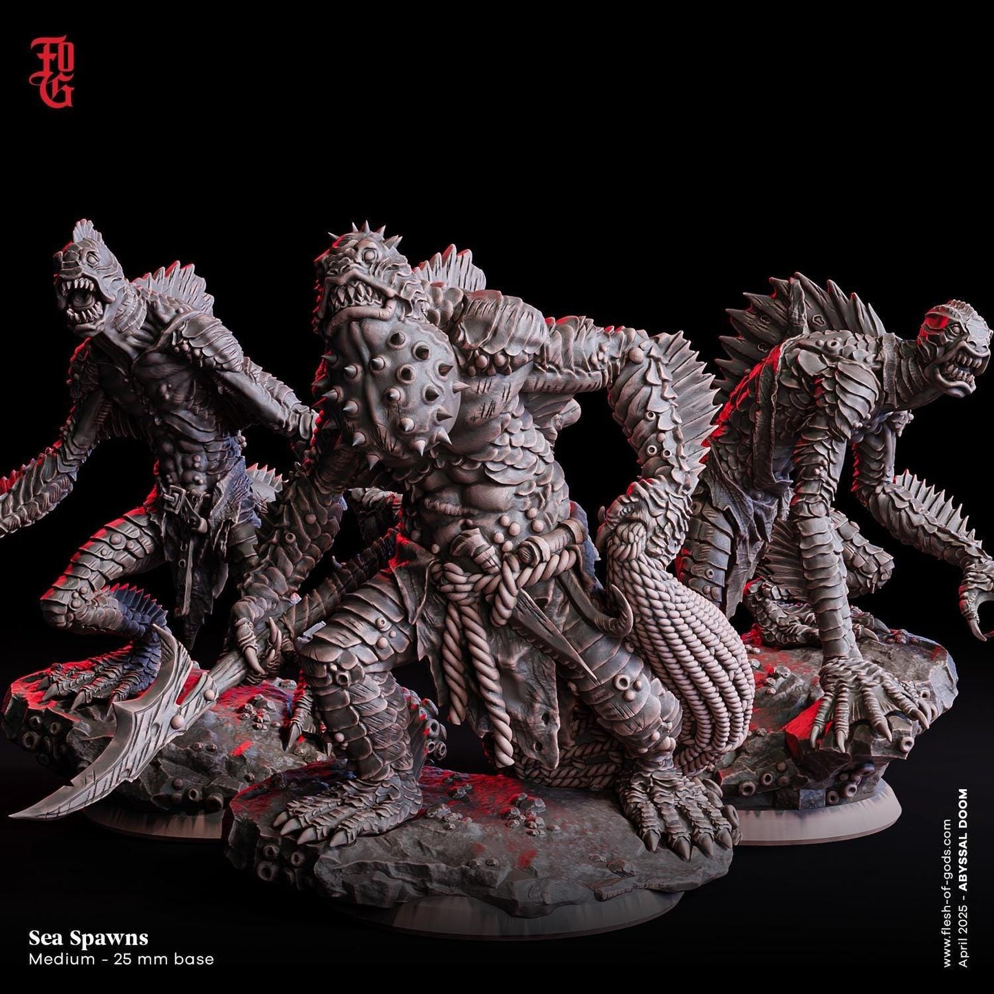 Sea Spawn, Nautical Horror | Fishlike Monstrosity Miniature | 32mm Scale - Plague Miniatures