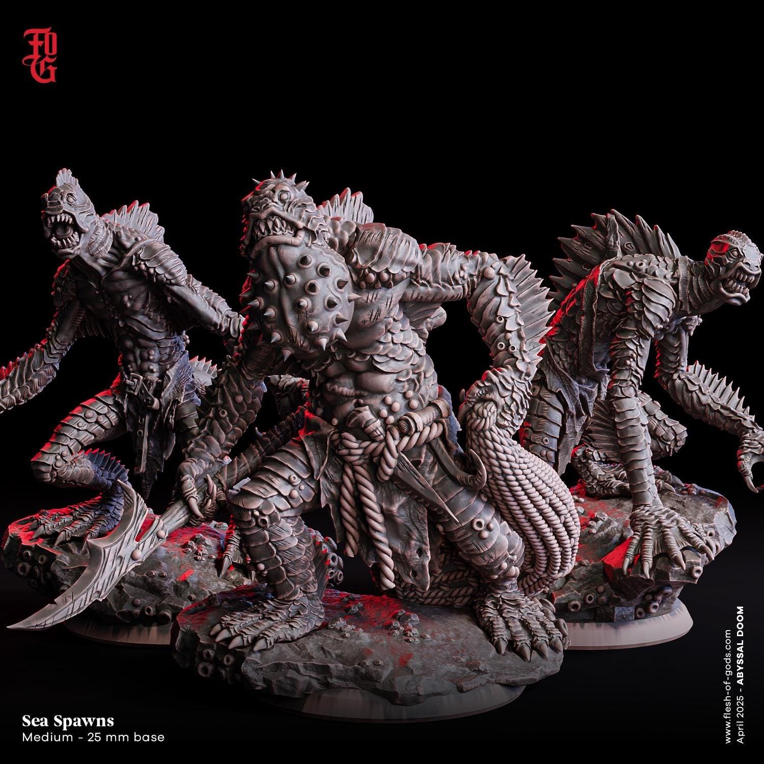 Sea Spawn, Nautical Horror | Fishlike Monstrosity Miniature | 32mm Scale - Plague Miniatures