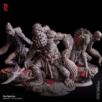 Sea Spawn, Nautical Horror | Fishlike Monstrosity Miniature | 32mm Scale - Plague Miniatures