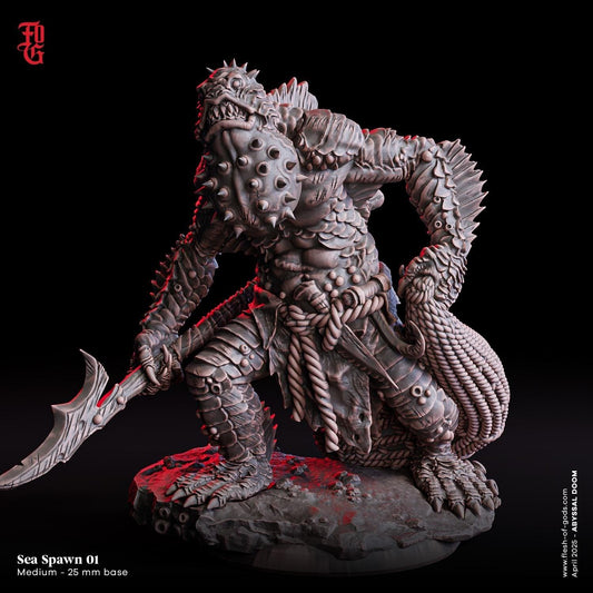 Sea Spawn, Nautical Horror | Fishlike Monstrosity Miniature | 32mm Scale - Plague Miniatures