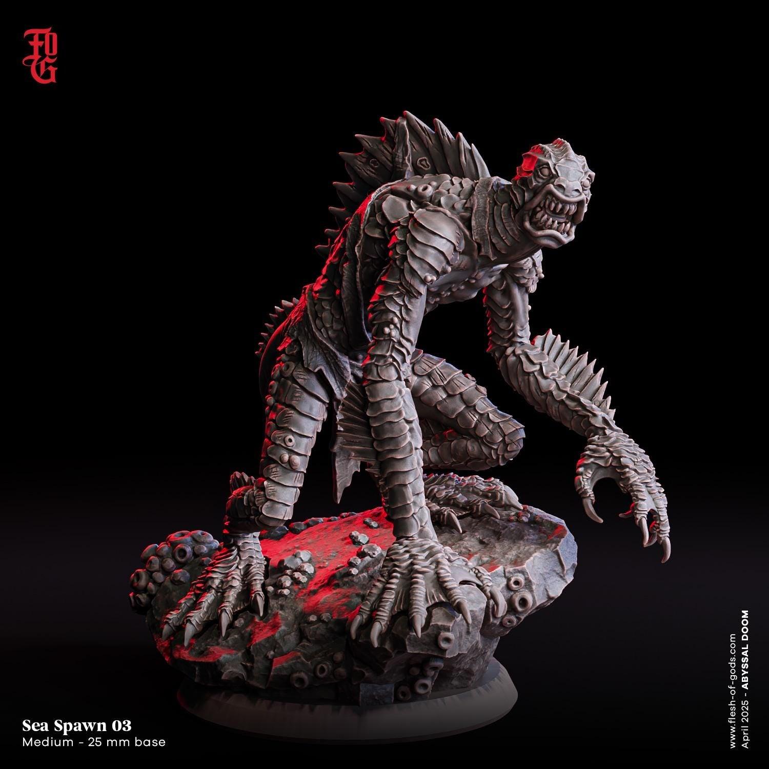 Sea Spawn, Nautical Horror | Fishlike Monstrosity Miniature | 32mm Scale - Plague Miniatures