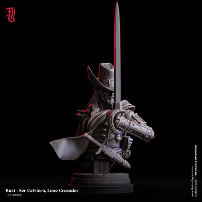 Ser Calviero, Lone Crusader Miniature | Human Hunter Ranger Figurine | 32mm Scale or 75mm Scale - Plague Miniatures