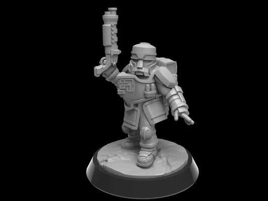 Sergeant Grimbold, Armored Dwarf Miniature | Heavy Assault Squad Leader - Plague Miniatures