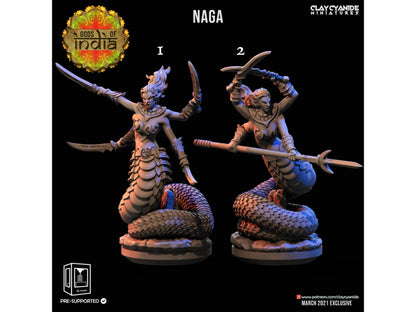 Serpentine Sages - Indian Naga Miniatures | 32mm Scale - Plague Miniatures shop for DnD Miniatures