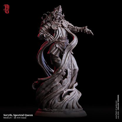 Seryth, Spectral Queen | Undead Ghostly Royalty Miniature | 32mm Scale or 75mm Scale - Plague Miniatures