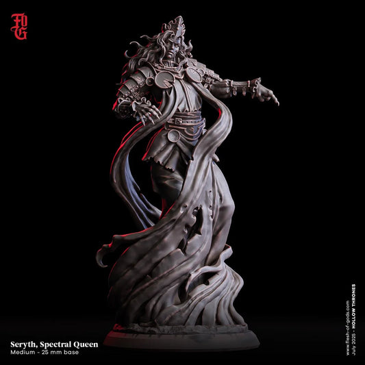 Seryth, Spectral Queen | Undead Ghostly Royalty Miniature | 32mm Scale or 75mm Scale - Plague Miniatures