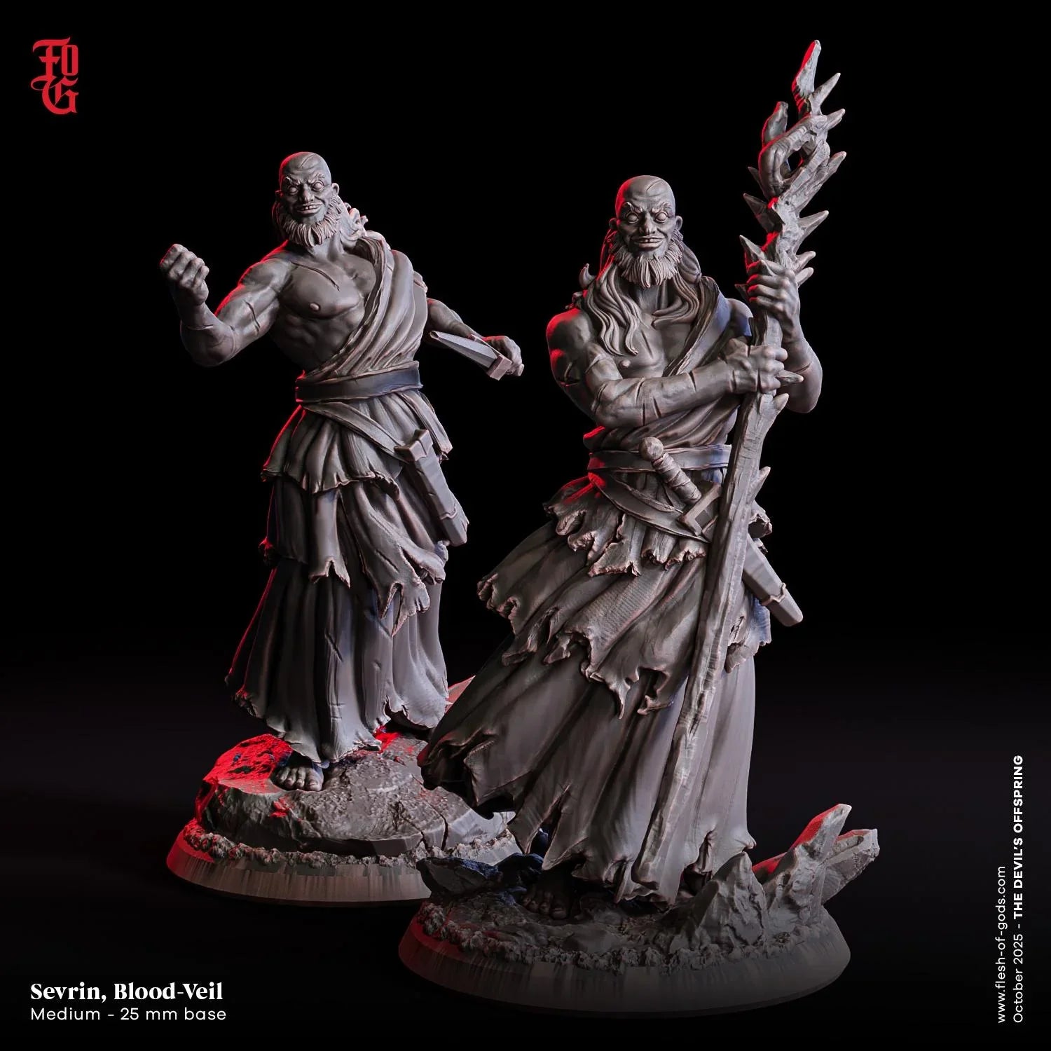 Sevrin, Blood Veil Miniature | Vampire Cultist Dark Monster Figurine | 32mm Scale or 75mm Scale - Plague Miniatures