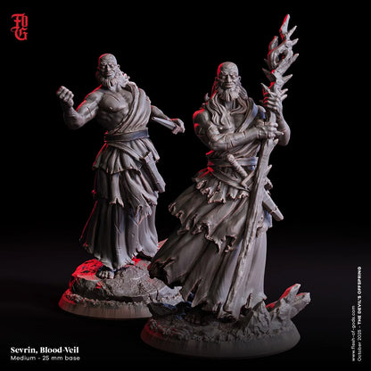 Sevrin, Blood Veil Miniature | Vampire Cultist Dark Monster Figurine | 32mm Scale or 75mm Scale - Plague Miniatures