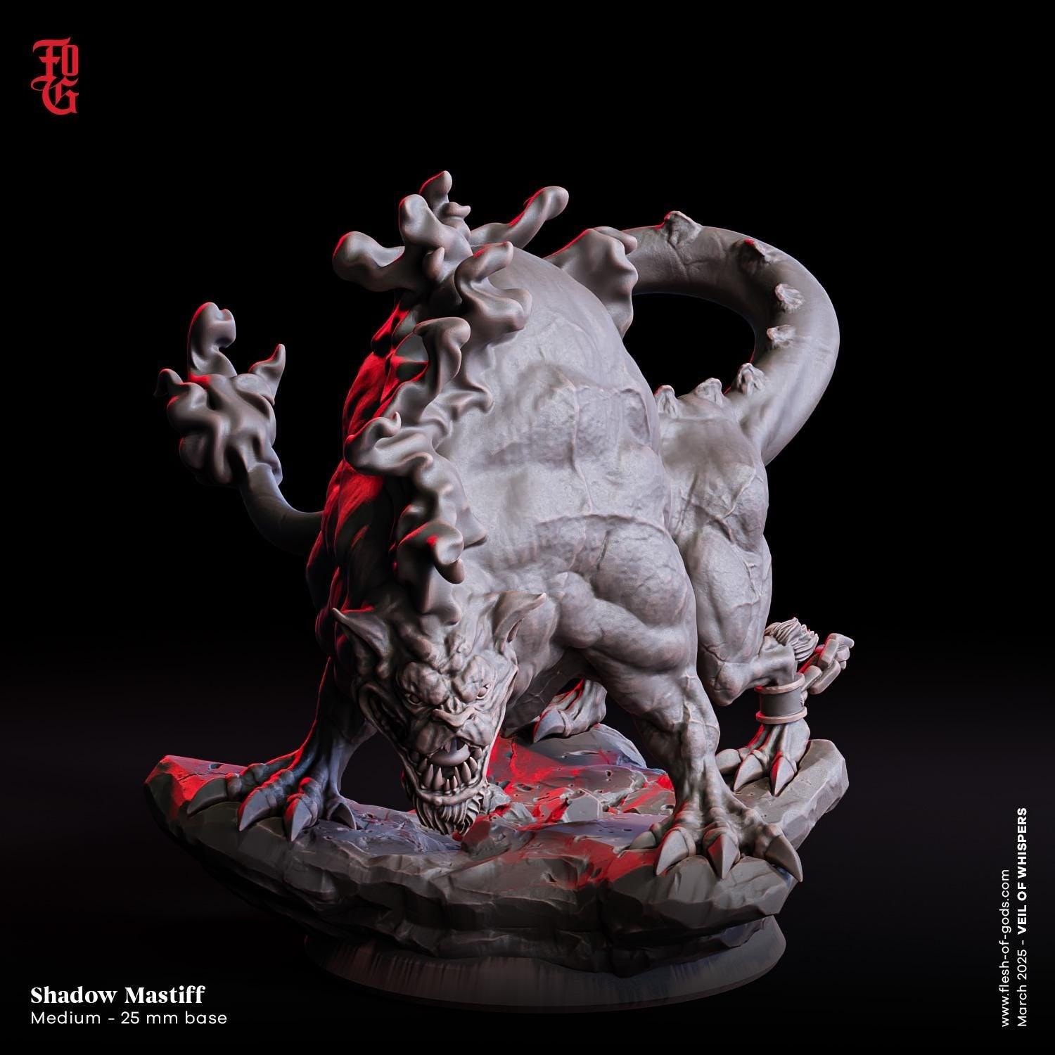 Shadow Mastiff | Dire Beast Monster Miniature | 32mm Scale - Plague Miniatures