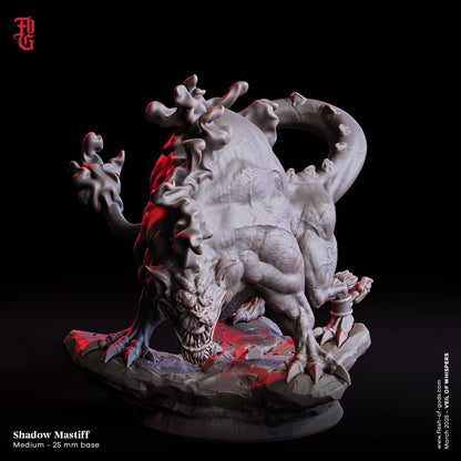 Shadow Mastiff | Dire Beast Monster Miniature | 32mm Scale - Plague Miniatures