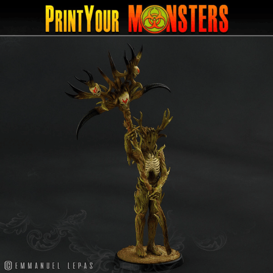 Shadowwood Bannerman Miniature | Dark Tree Man Standard-Bearer Figurine - Plague Miniatures