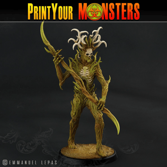Shadowwood Harvester Miniature | Dark Tree Man with Scythe Figurine - Plague Miniatures