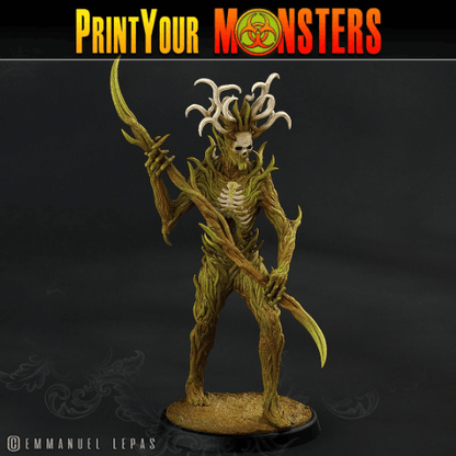 Shadowwood Harvester Miniature | Dark Tree Man with Scythe Figurine - Plague Miniatures