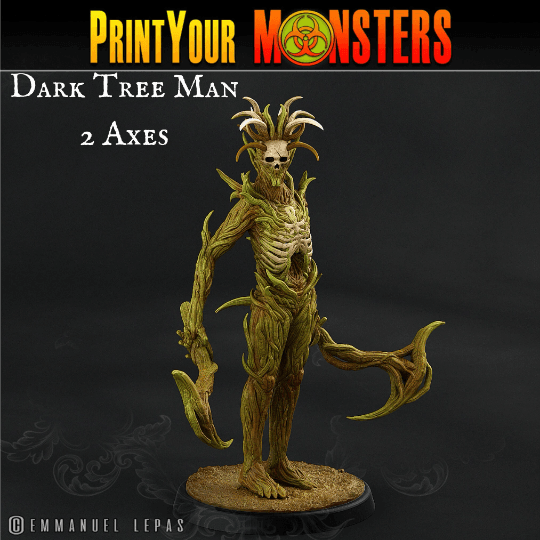 Shadowwood Sentinel Miniature | Dark Tree Man Champion Mounted on Stag Figurine - Plague Miniatures