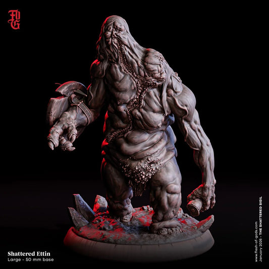Shattered Ettin Miniature | Large Giant Monstrosity Figurine | 50mm Base - Plague Miniatures