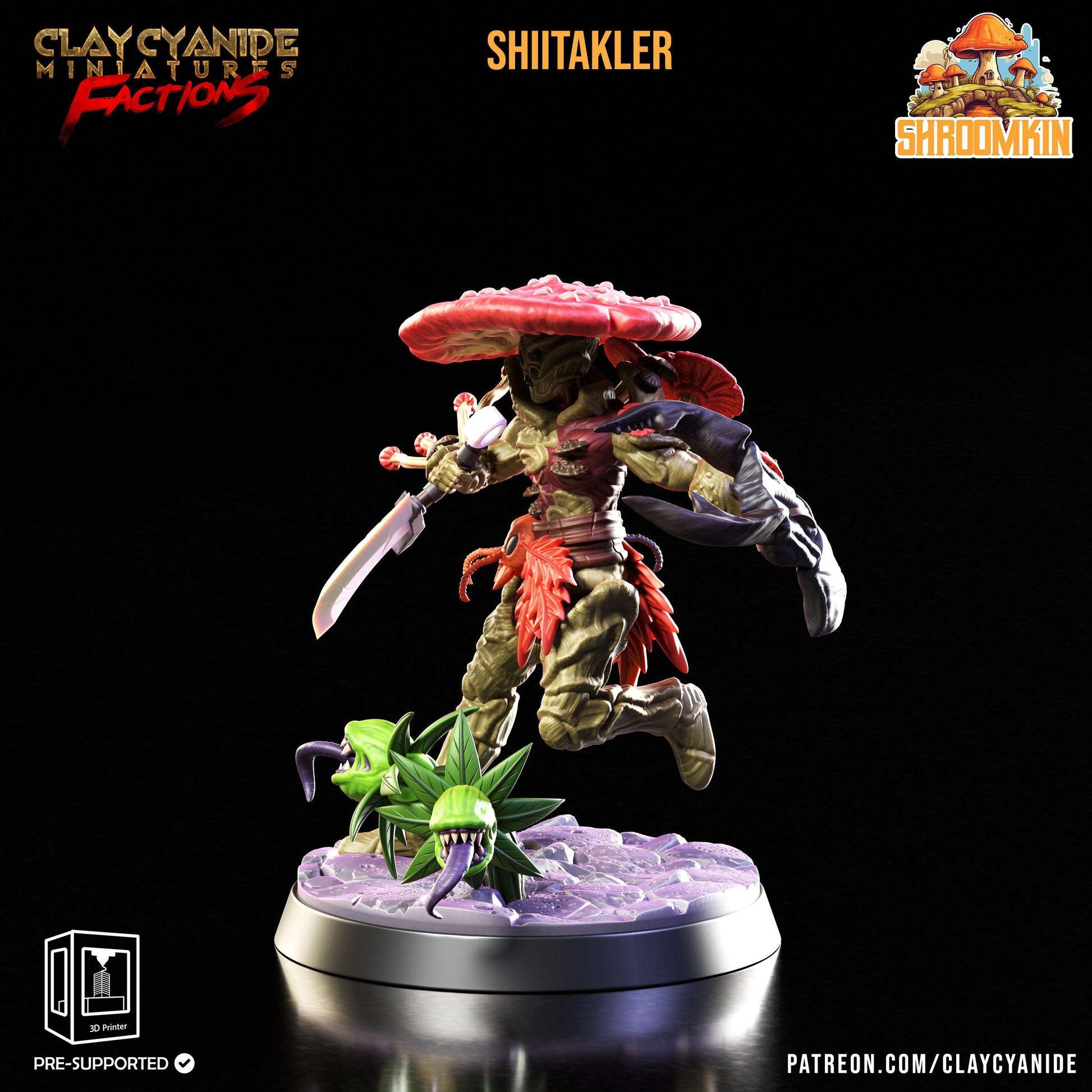 Shiitalker Shroomfolk Miniature | Myconid Fungus Folk Adventurer | 32mm Scale - Plague Miniatures