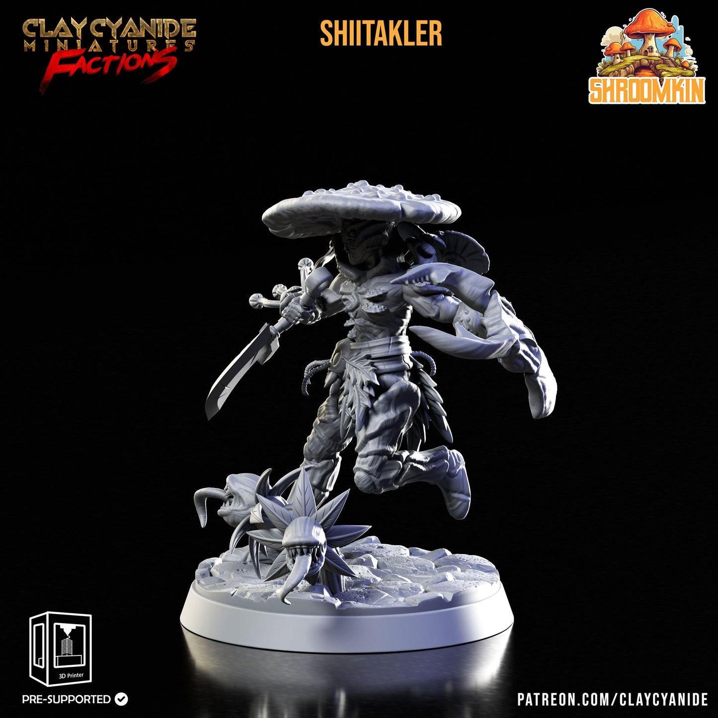 Shiitalker Shroomfolk Miniature | Myconid Fungus Folk Adventurer | 32mm Scale - Plague Miniatures