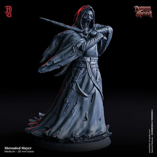 Shrouded Slayer Miniature | Masked Ghost Assassin | 32mm Scale - Plague Miniatures