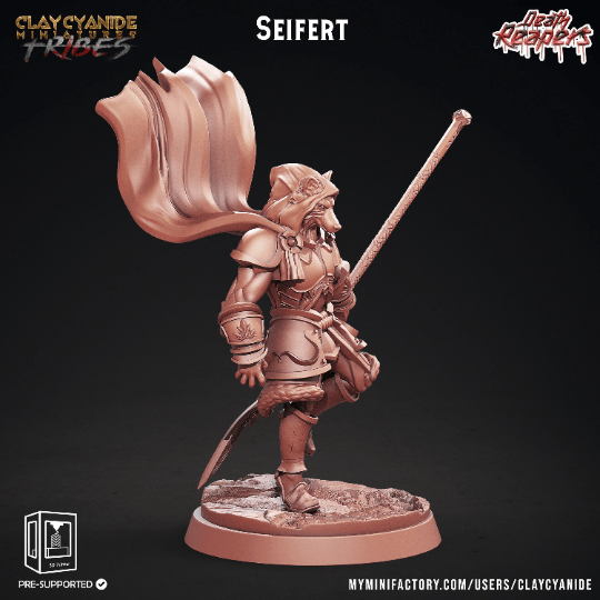 Siefert Vulpin Miniature | Foxfolk Warrior Fighter - Kumiho Fox Hybrid | 32mm Scale - Plague Miniatures