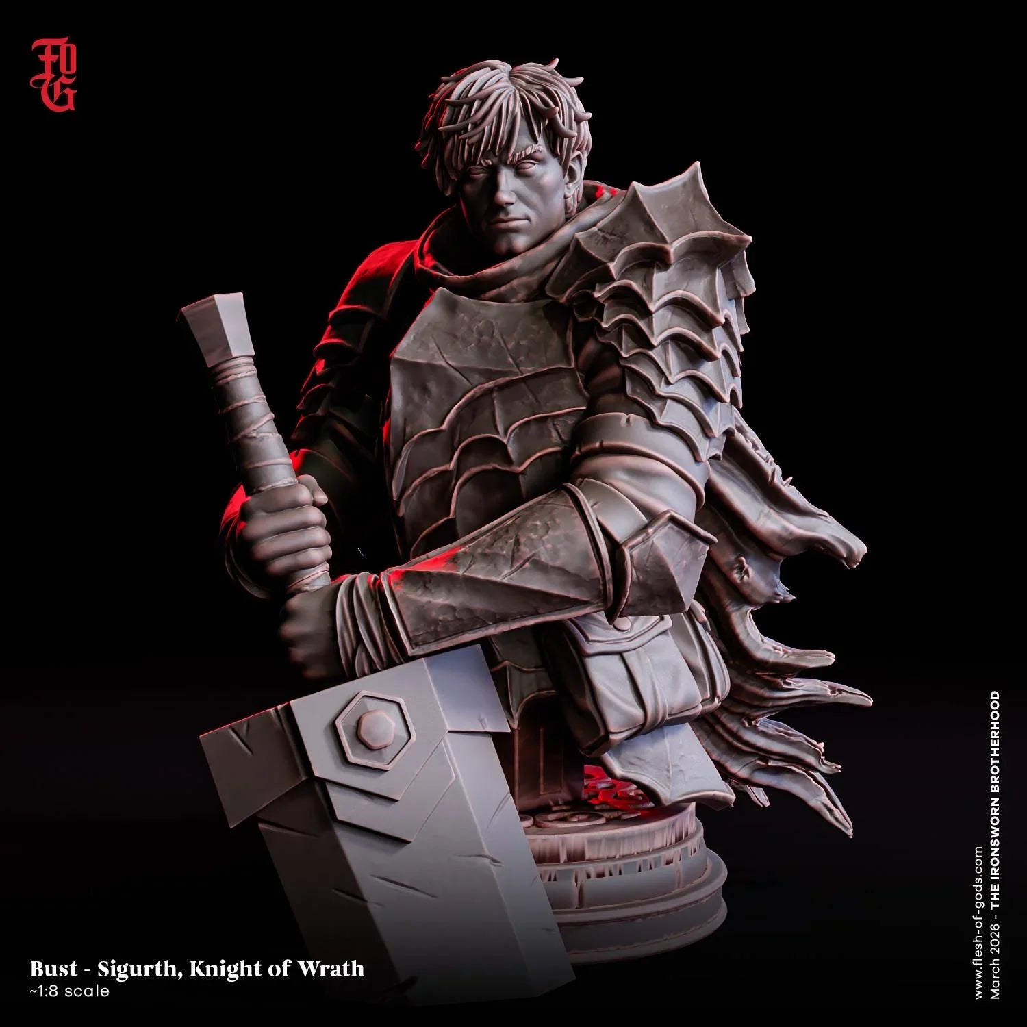 Sigurth, Knight of Wrath Miniature | Warrior Fighter Human Figurine | 32mm Scale or 75mm Scale - Plague Miniatures