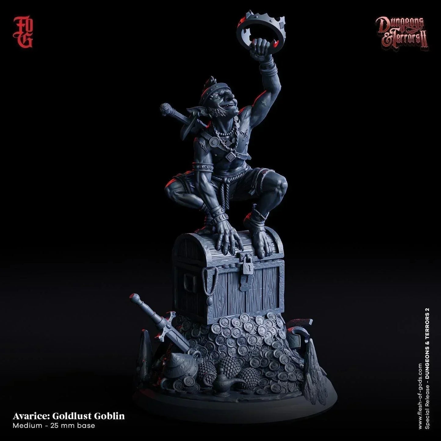 Sin - Avarice: Goldlust Goblin Miniature | Greedy Treasure Fiend | 32mm Scale - Plague Miniatures