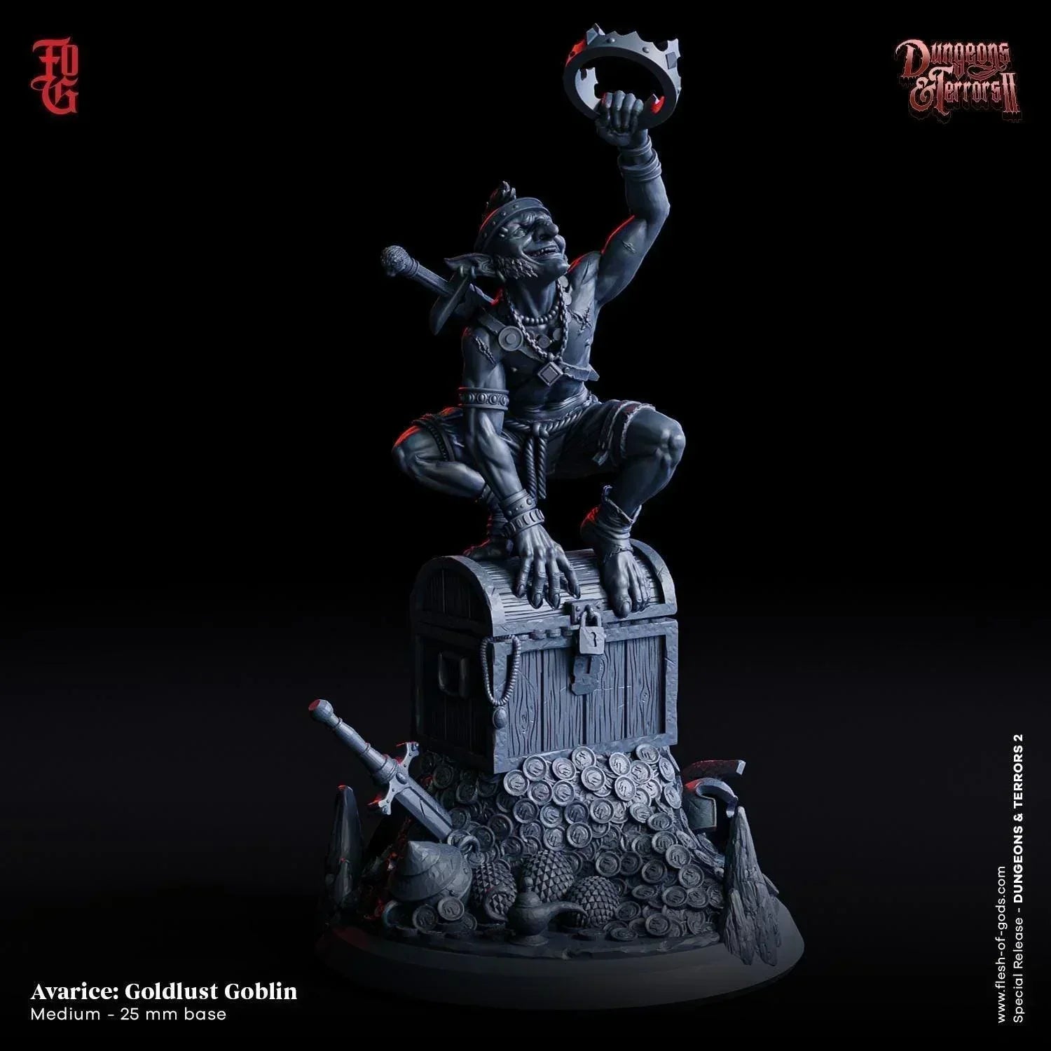 Sin - Avarice: Goldlust Goblin Miniature | Greedy Treasure Fiend | 32mm Scale - Plague Miniatures