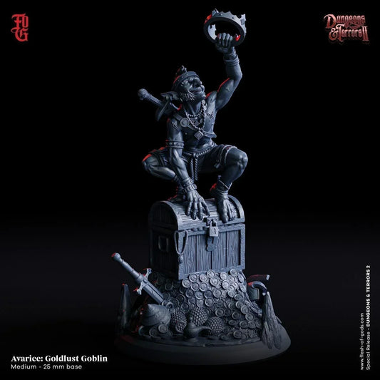 Sin - Avarice: Goldlust Goblin Miniature | Greedy Treasure Fiend | 32mm Scale - Plague Miniatures