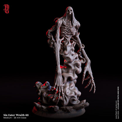 Sin Eater Trio Miniatures | Necromancer Wraith Skeleton Monster Set | 32mm Scale - Plague Miniatures