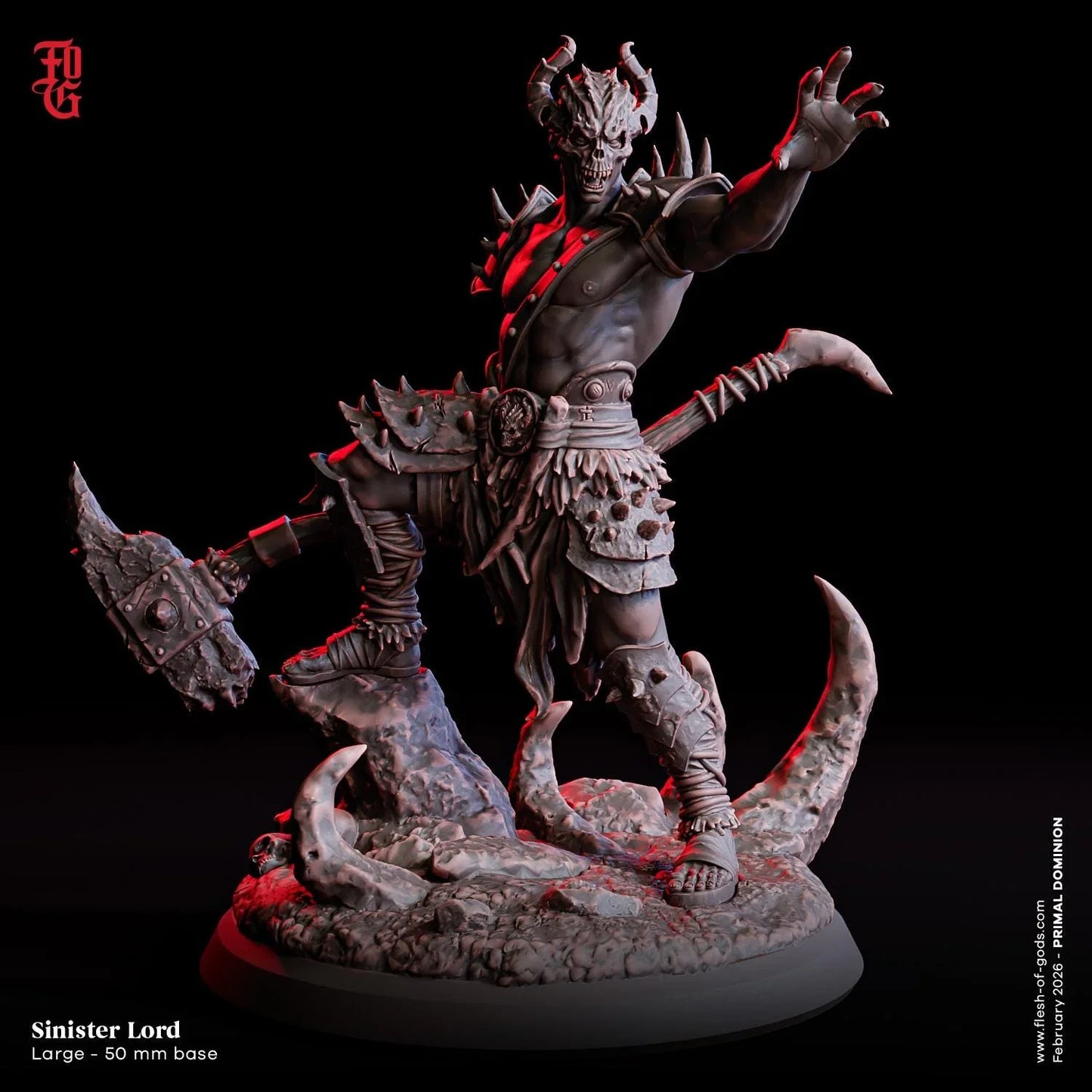 Sinister Lord Miniature | Undead Reaper Dark Tyrant Figurine | 50mm Base - Plague Miniatures