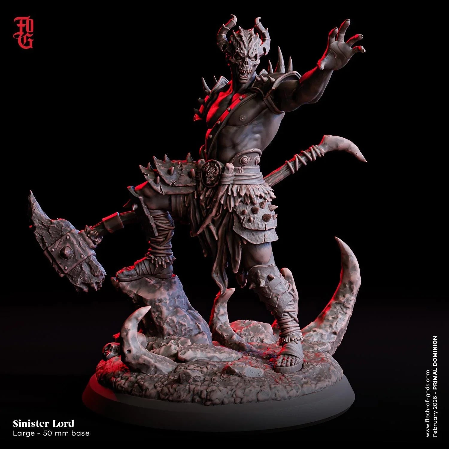 Sinister Lord Miniature | Undead Reaper Dark Tyrant Figurine | 50mm Base - Plague Miniatures
