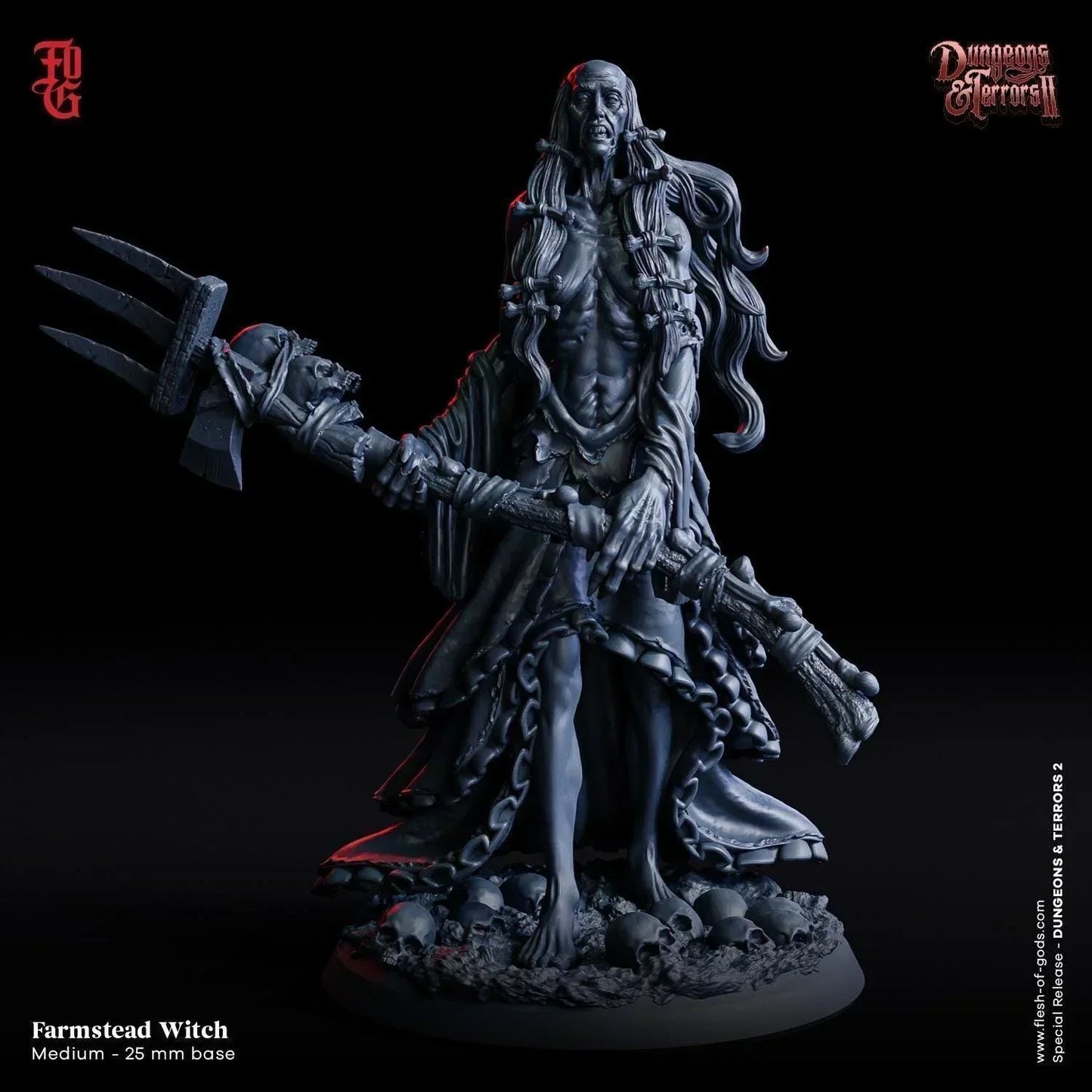 Sinister Shade Witch Miniature | Dark Sorceress of the Shadows | 32mm Scale - Plague Miniatures
