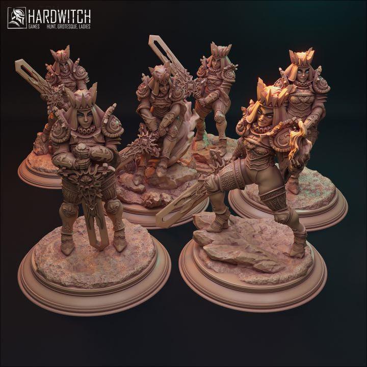Sisters of the Night, Royal Warriors in Silk and Steel | Battle-Ready Female Miniatures | 32mm Scale - Plague Miniatures