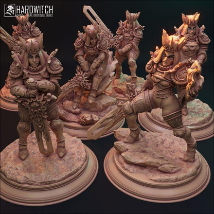 Sisters of the Night, Royal Warriors in Silk and Steel | Battle-Ready Female Miniatures | 32mm Scale - Plague Miniatures