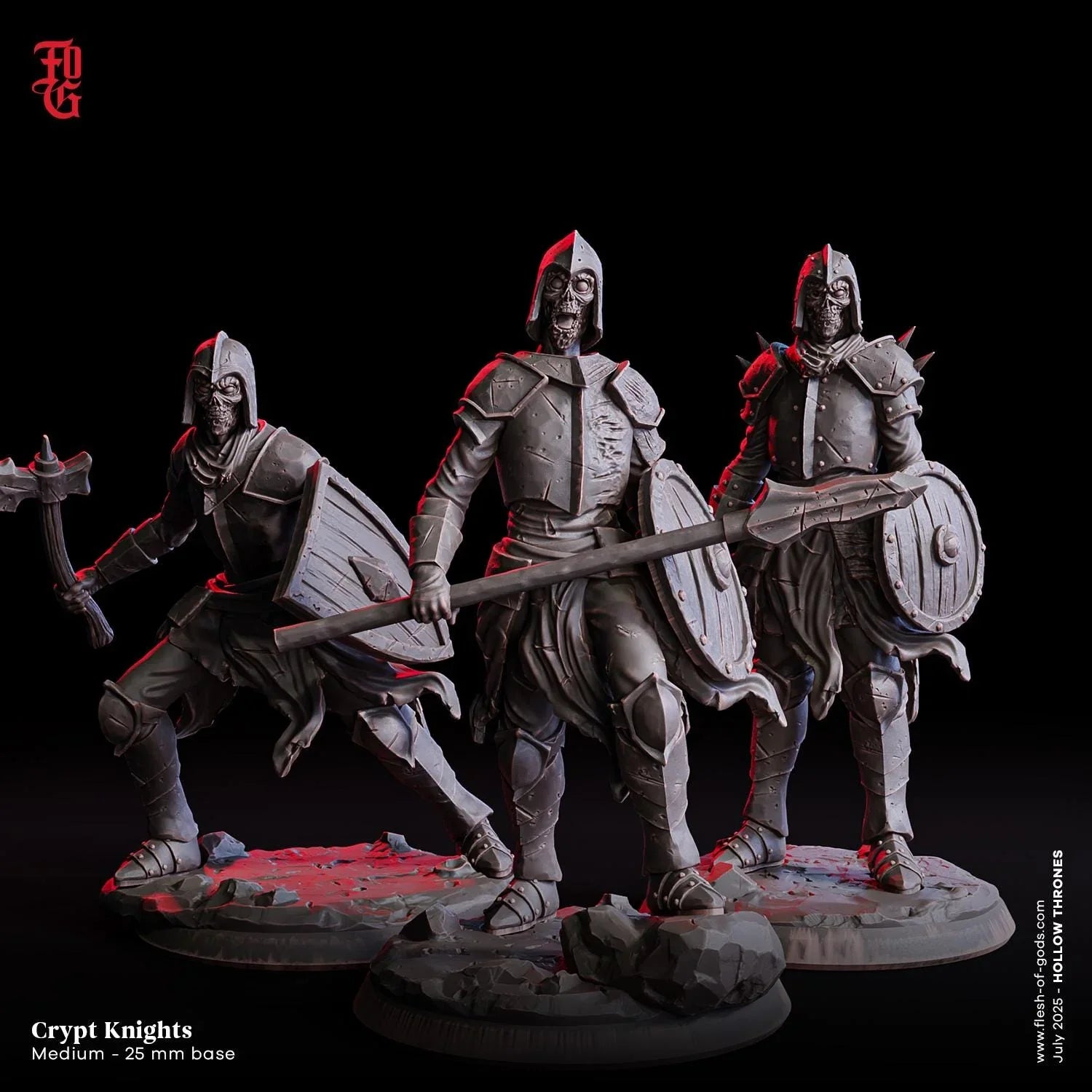 Skeletal Crypt Knight | Undead Human Fighter Monster Miniature | 32mm Scale - Plague Miniatures