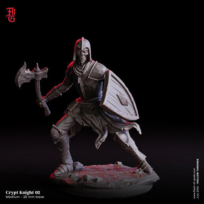 Skeletal Crypt Knight | Undead Human Fighter Monster Miniature | 32mm Scale - Plague Miniatures