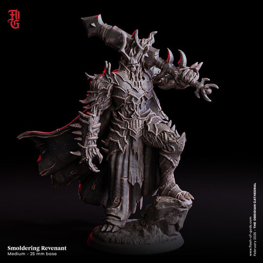 Smoldering Revenant Undead Warrior | Medium Construct Miniature | 32mm Scale or 75mm Scale - Plague Miniatures