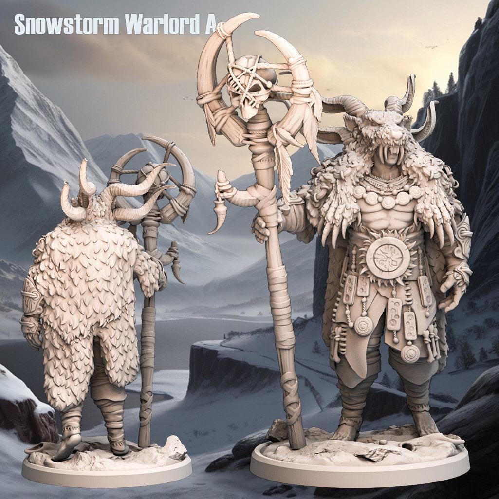 Snowstorm Warlord Miniature | Tundra Warrior for Frosty Battles | 32mm Scale - Plague Miniatures