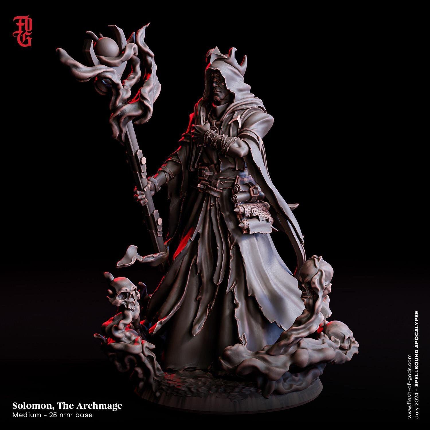 Solomon, Archmage Miniature | Wise Wizard Spellcaster Figurine| 32mm S ...
